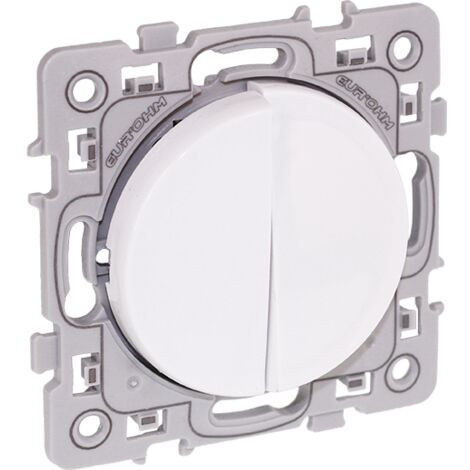 Eur Ohm – Interrupteur double va et vient blanc – Installation rapide avec bornes auto – Pour éclairage intérieur – Eurohm Square