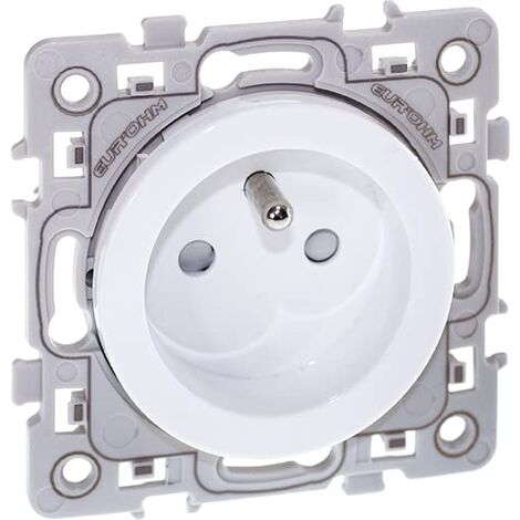 Eur Ohm – Prise de courant 2P+T blanche – 3680W – Norme NF – Raccordement rapide sans outil – Pour installation électrique (1/5)