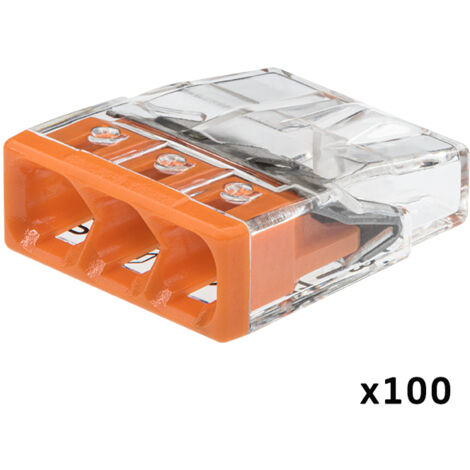 WAGO S2273 100 MINI BORNES DE CONNEXION RAPIDE 3 ENTRÉES POUR FILS RIGIDES - 2273-203 WAG268362