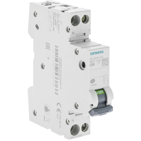 Siemens – Disjoncteur unipolaire 20A courbe C 4.5kA 230V – Protection circuits électriques – Norme NF EN 60898 – Garantie 2 ans