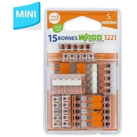 30 mini connecteur WAGO 3 entrées pour fil souple ou rigide
