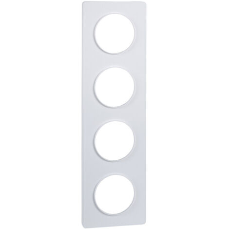 plaque schneider electric odace touch - 4 postes - blanc - liseré blanc