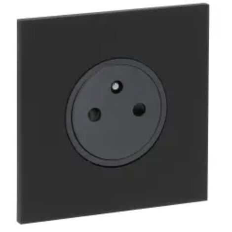 Arnould – Prise de courant simple noir mat 2P+T – 16A – 250V – Indice de protection IP20 – Pour installation intérieure (1/2)