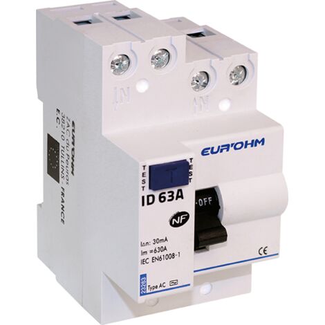 Interrupteur différentiel 30mA connexion haut/haut Classe AC 63A (1/5)