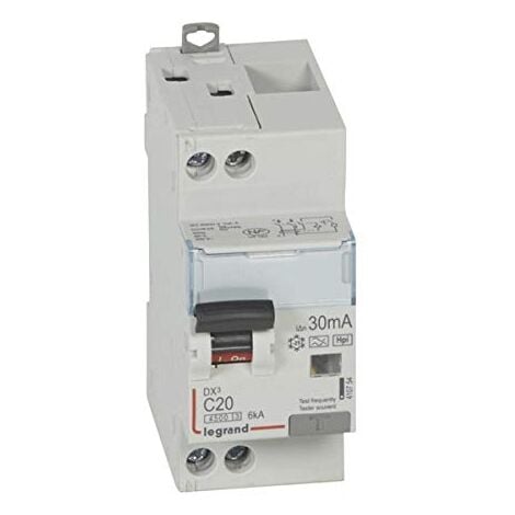 DISJONCTEUR DIFFÉRENTIEL DX³ 4500-VIS/VIS-U+N 230V 20A-TYPEHPI-30MA-6KA-COURBE C-DÉPART LEGRAND LEG410754