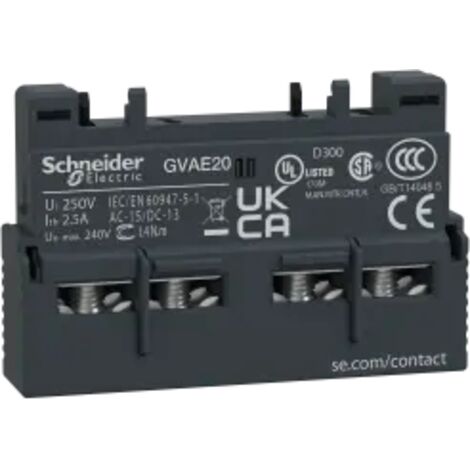 bloc contact auxiliaire tesys - pour gv2 / gv3 - 2f - 2.5a - schneider electric gvae20 (1/3)