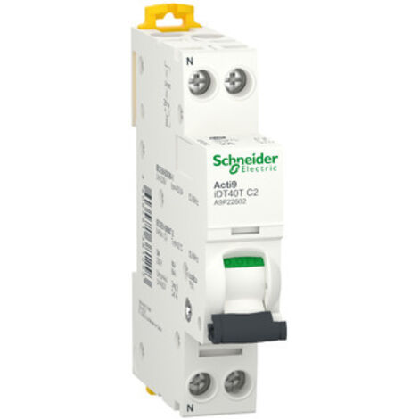 Schneider Electric – Disjoncteur unipolaire 2A – Courbe C – 4500A/6kA – Type de connexion vis/vis – Montage sur rail DIN