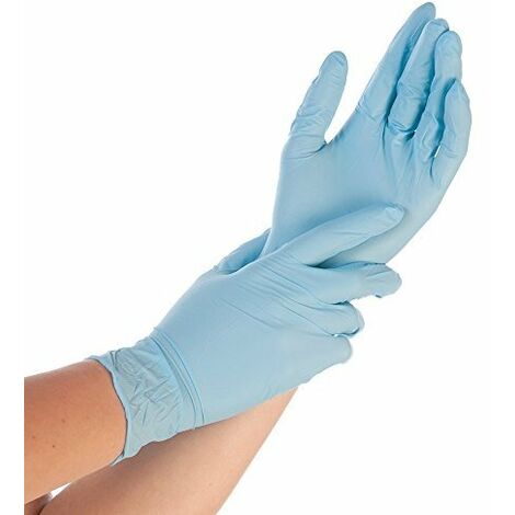 100 gants nitrile bleu - Taille XL, jetables, non poudrés, bords
