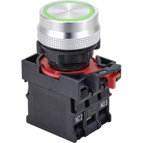 TRU COMPONENTS TC-10091044 ONPOW26-11E/G/12V INTERRUPTEUR À PRESSION 250 V 5 A 1 X ON/(ON) À RAPPEL VERT IP40 1 PC(S) (1/3)