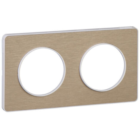 Schneider Electric – Plaque Vimar 2 postes bronze brossé – Aluminium et polycarbonate – Entraxe 71mm – Installation rapide sans outils