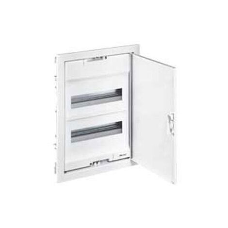 LEGRAND LEG01532 COFFRET ENCASTRÉ PORTE MÉTAL EXTRA PLATE 2 RANGÉE 24 + 4 MODULES BLANC