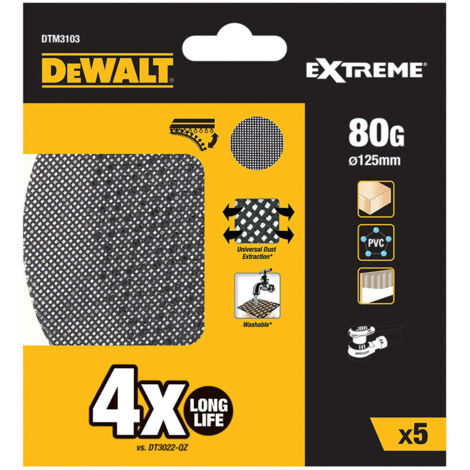 DEWALT DTM3103-QZ LOT DE 5 GRILLES ABRASIVES Ø 125 MM GRAIN K80