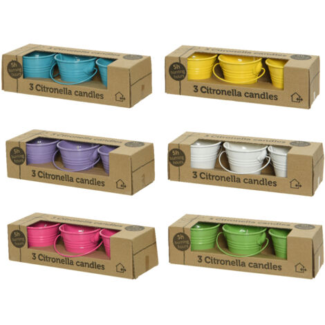 Pack De 3 Bougies Citronelle 45g ø5x6,5cm Couleurs Assortits (1/2)