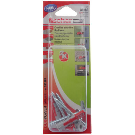 BLISTER 4 CHEVILLES+POINTES DUOPOWER Ø8X40MM 535001 FISCHER (1/5)