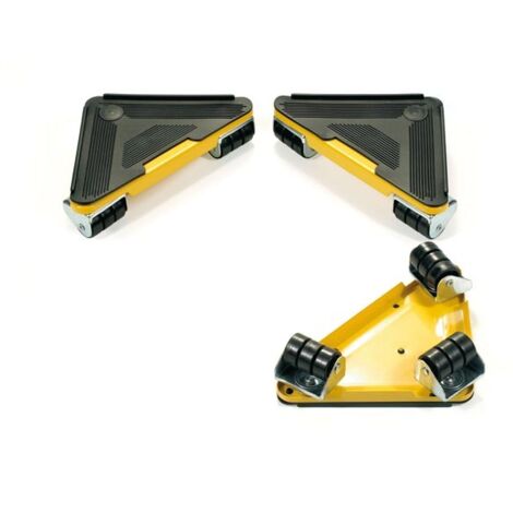 Toolland Set de Roulettes d’Angle pour Meubles 100 kg avec Levier, 4 Patins Antidérapants, 36 Roues pour Déplacer Meubles, Armoires, Cartons, Déménagement, Atelier