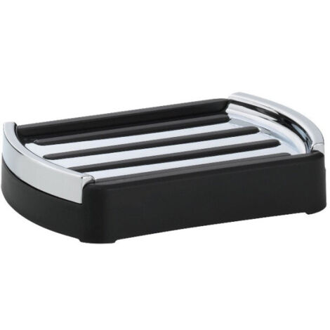 KELA 24200 PORTE SAVON RECTANGULAIRE NOIR ET ARGENTÉ MARTA, PLASTIQUE, BLACK, TAILLE UNIQUE (1/2)