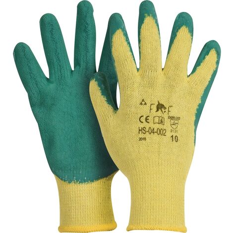 Gants de ménage latex jaune floqué coton (12 paires) - Taille M