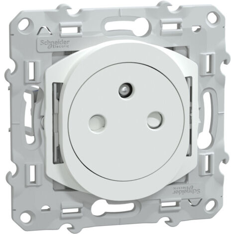 SCHNEIDER ELECTRIC - OVALIS - PRISE 2P+T 16A AFFLEURANTE - BORNES AUTO - BLANC - GRIFFES MONTÉES - S320052C (1/4)
