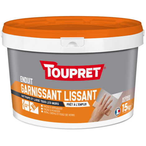 Toupret – Enduit garnissant 2en1 15kg – Formule pour murs intérieurs – Séchage rapide et ponçage facile – Préparation avant peinture