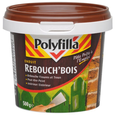 Polyfilla Enduit Rebouche Bois pour fissures et trous - grande dureté - Intérieur et Extérieur - REBOUCH'BOIS Pâte 500g