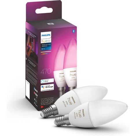Philips Hue Ampoule à LED (extension) 871951435671900 CEE: G (A - G) Hue White & Col. Amb. Doppelpack 2x470lm E14 5.3 W de blanc chaud à blanc froid W247082 (1/10)