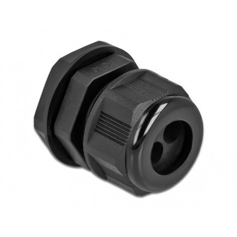 DELOCK PRESSE-ÉTOUPE PG16 POUR CÂBLE ROND AVEC DEUX ENTRÉES DE CÂBLE NOIR 60369