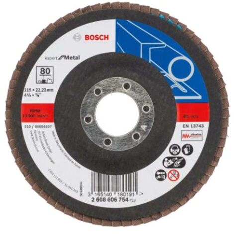 BOSCH 2608606754 PLATEAU À LAMELLES DIAMÈTRE BOMBÉ 115 MM GRAIN 80 (1/2)