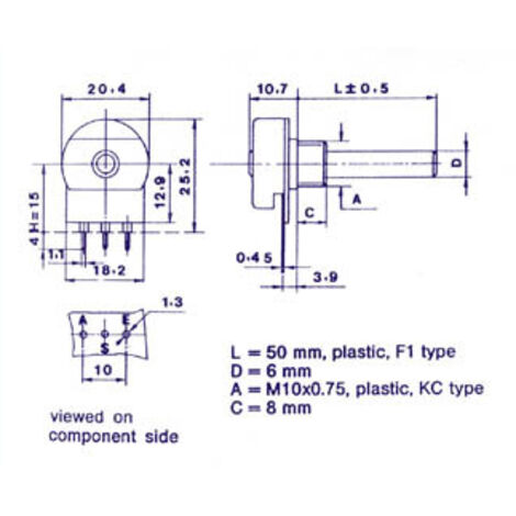 Lot De 2 Potentiomètres 2.2kΩ (2k2) - Axe 6mm - Neufs