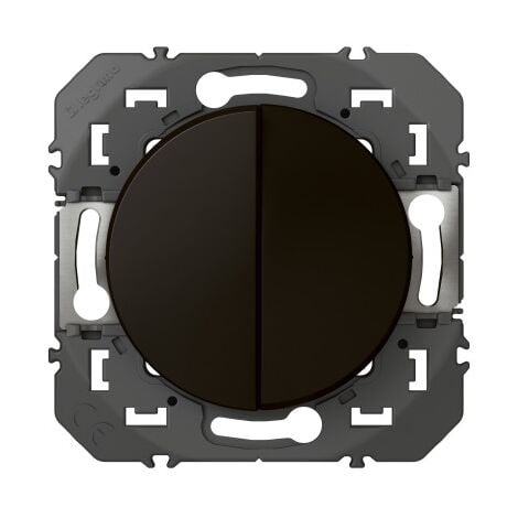 DOUBLE INTERRUPTEUR OU VA-ET-VIENT DOOXIE 10AX 250V FINITION NOIR MAT LEGRAND LEG600202
