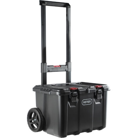 Keter – Chariot à outils sur roulettes 53 x 38 x 69 cm – Matériau résistant aux rayures et humidité – Poignée télescopique – Charnières métalliques