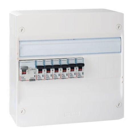 Tableau électrique pré-équipé 1 rangée 40A – 6 disjoncteurs modulaires – Montage rapide sur goulotte ou mur – Compatible Legrand Drivia - 123ELEC