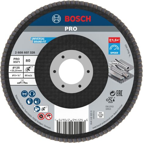 BOSCH 2608607328 PLATEAU À LAMELLES SURFACE DROITE DIAMÈTRE 125 MM GRAIN 80