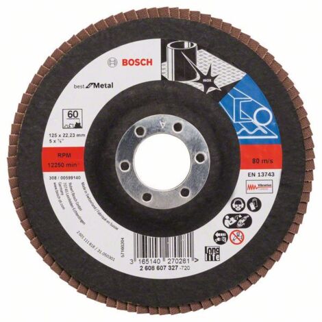 BOSCH 2608607327 PLATEAU À LAMELLES SURFACE DROITE DIAMÈTRE 125 MM GRAIN 60
