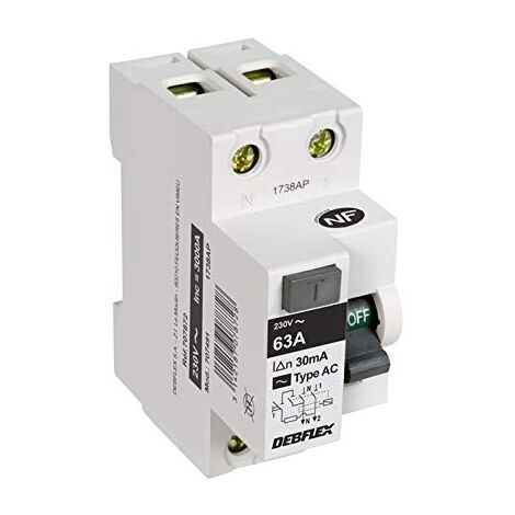 DEBFLEX - INTERRUPTEUR DIFFERENTIEL 2P 30MA 63A 707872