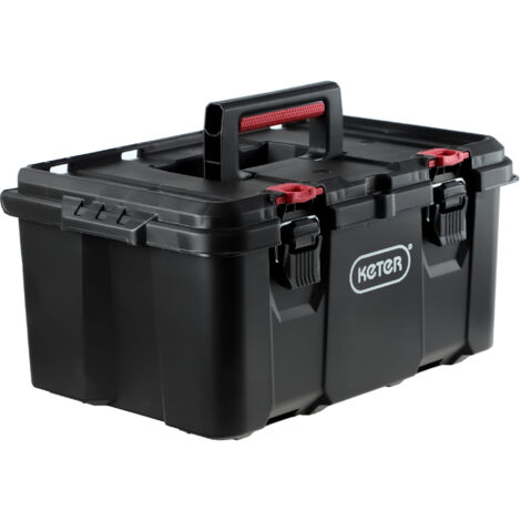 Keter – Boîte à outils Stack n Roll – Dimensions 52,5 x 26 x 34,5 cm – Matériau technopolymère – Compartiment profond pour outils électriques