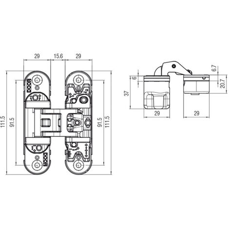CHARNIÈRE INVISIBLE KUBICA K6700CS RÉVERSIBLE - KOBLENZ - K 6700 CS