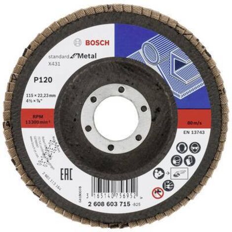BOSCH 2608603715 PLATEAU À LAMELLE X431 STANDARD FOR METAL 115 X 22,23 MM 120 (1/2)