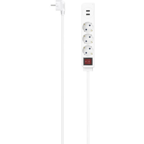MULTIPRISE, 3 PRISES, USB-A 17 W, 1,4 M, BLANCHE HAMA (1/5)