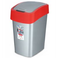 CURVER Poubelle Flip Bin 50L, Argent/Rouge, Inside Refuse, 29,4x37,6x65,3 cm