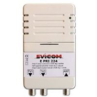Evicom – Amplificateur TV autonome 2 sorties – Gain VHF 21dB et UHF 25dB – Fréquence 40-862 MHz – Témoin lumineux de fonctionnement