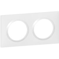 Legrand – Plaque carrée 2 postes – Finition blanche – Thermoplastique – Système de rattrapage pour installation facile – Compatible gamme Dooxie