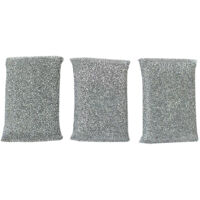 KELA 11647 PULITO EPONGE MÉTALLIQUE 3 PIÈCES POLYESTER ARGENT 12,5 X 8 X 2,5 CM