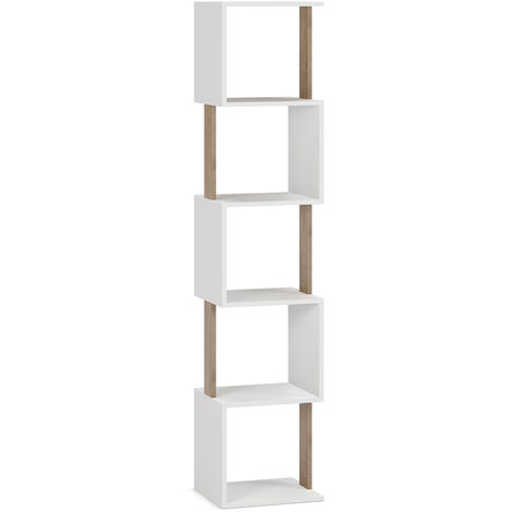 Vs Venta-Stock – Étagère Maldivas 5 trous – Mélamine blanche et chêne – Dimensions 161x35x30 cm – Esthétique moderne et minimaliste