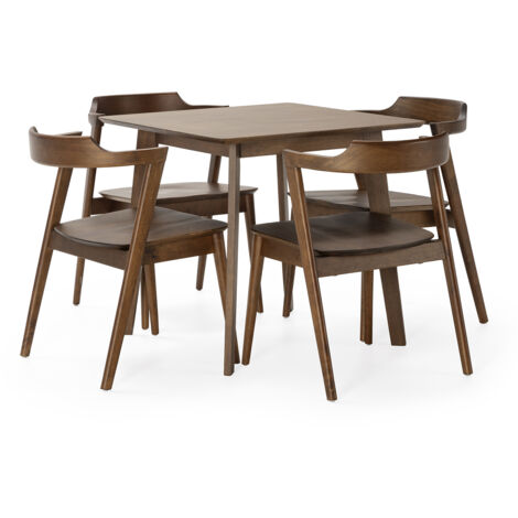 Ensemble table 80x80 cm et 4 chaises de salle à manger Venus Noyer