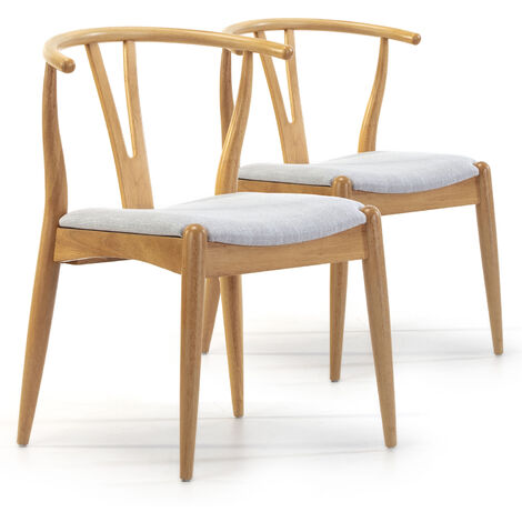 Pack 2 chaises Rustic, Couleur Chêne, Bois Massif, 55 cm x 54,5 cm x 76 cm