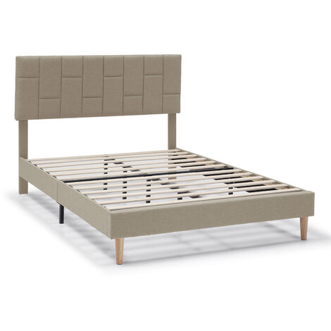 Cadre de lit plateforme Sorni capitonné 30 cm, 90x190 cm, Beige (1/5)