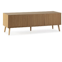 Vs Venta-Stock – Meuble TV Lluvia 3 portes en mélaminé chêne – Longueur 130 cm – Design moderne minimaliste – Rangement pratique avec câblage caché