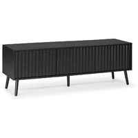 Vs Venta-Stock – Meuble TV moderne 3 portes noir – Finition sciée – Dimensions 130x40x45 cm – Mélamine haute qualité – Élégance sans poignées