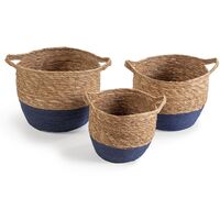 Set de 3 paniers Anxo fibre naturelle, bleu/naturel