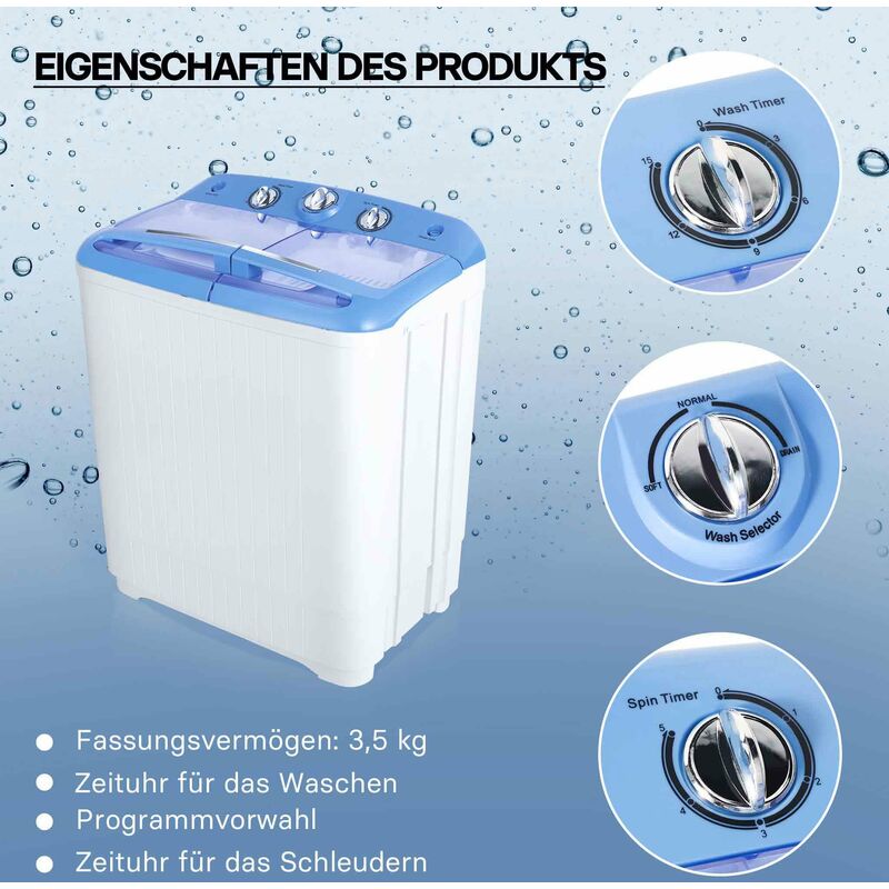 Automatische kleine Waschmaschine, 7 l, tragbare Waschmaschine mit groer  Kapazitt und Rotationstrocknung für Wohnheim, Familienwohnung, Wohnmobil